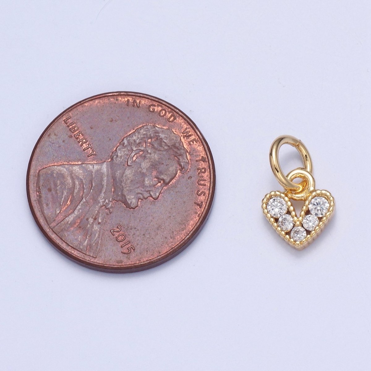 Mini Micro Pave Cubic Zirconia Heart Charm Love Valentine Supply For Jewelry Making | X-808 - DLUXCA