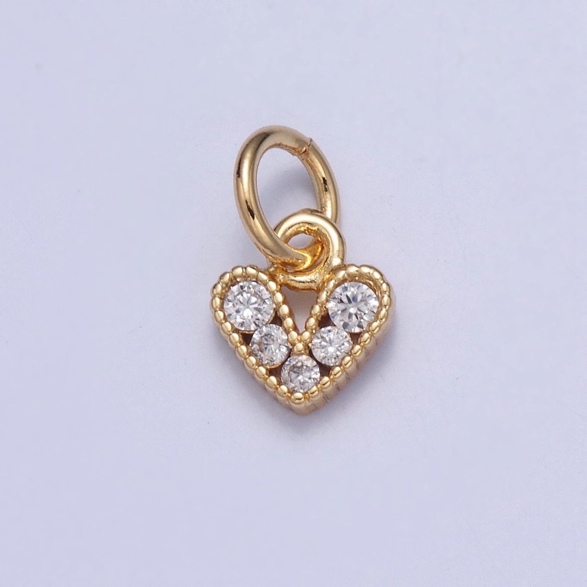 Mini Micro Pave Cubic Zirconia Heart Charm Love Valentine Supply For Jewelry Making | X-808 - DLUXCA