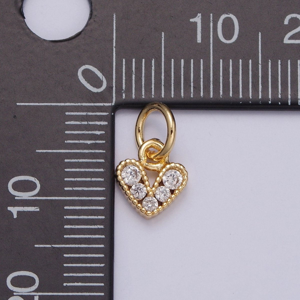 Mini Micro Pave Cubic Zirconia Heart Charm Love Valentine Supply For Jewelry Making | X-808 - DLUXCA