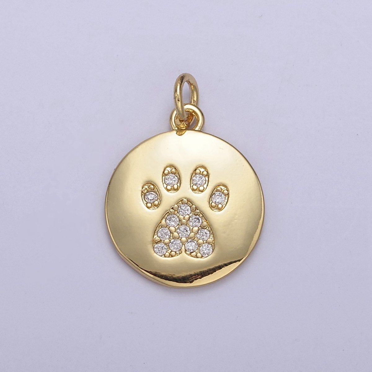 Mini Micro Pave Gold Dog Paw Print Charm for Bracelet Necklace Add on N-858 - DLUXCA