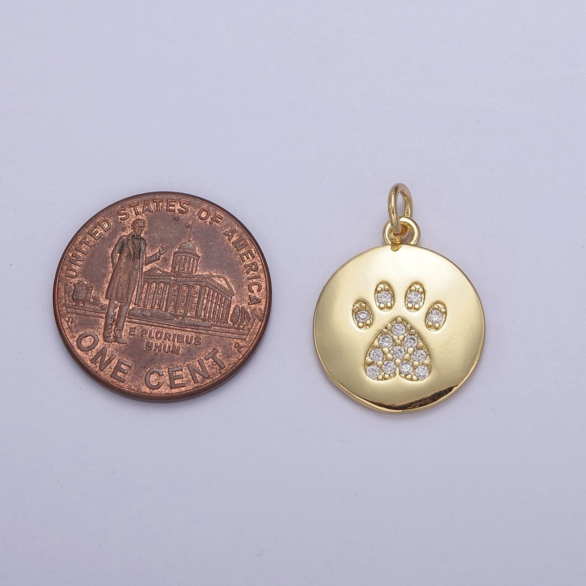 Mini Micro Pave Gold Dog Paw Print Charm for Bracelet Necklace Add on N-858 - DLUXCA