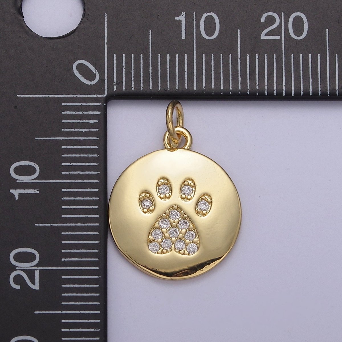 Mini Micro Pave Gold Dog Paw Print Charm for Bracelet Necklace Add on N-858 - DLUXCA