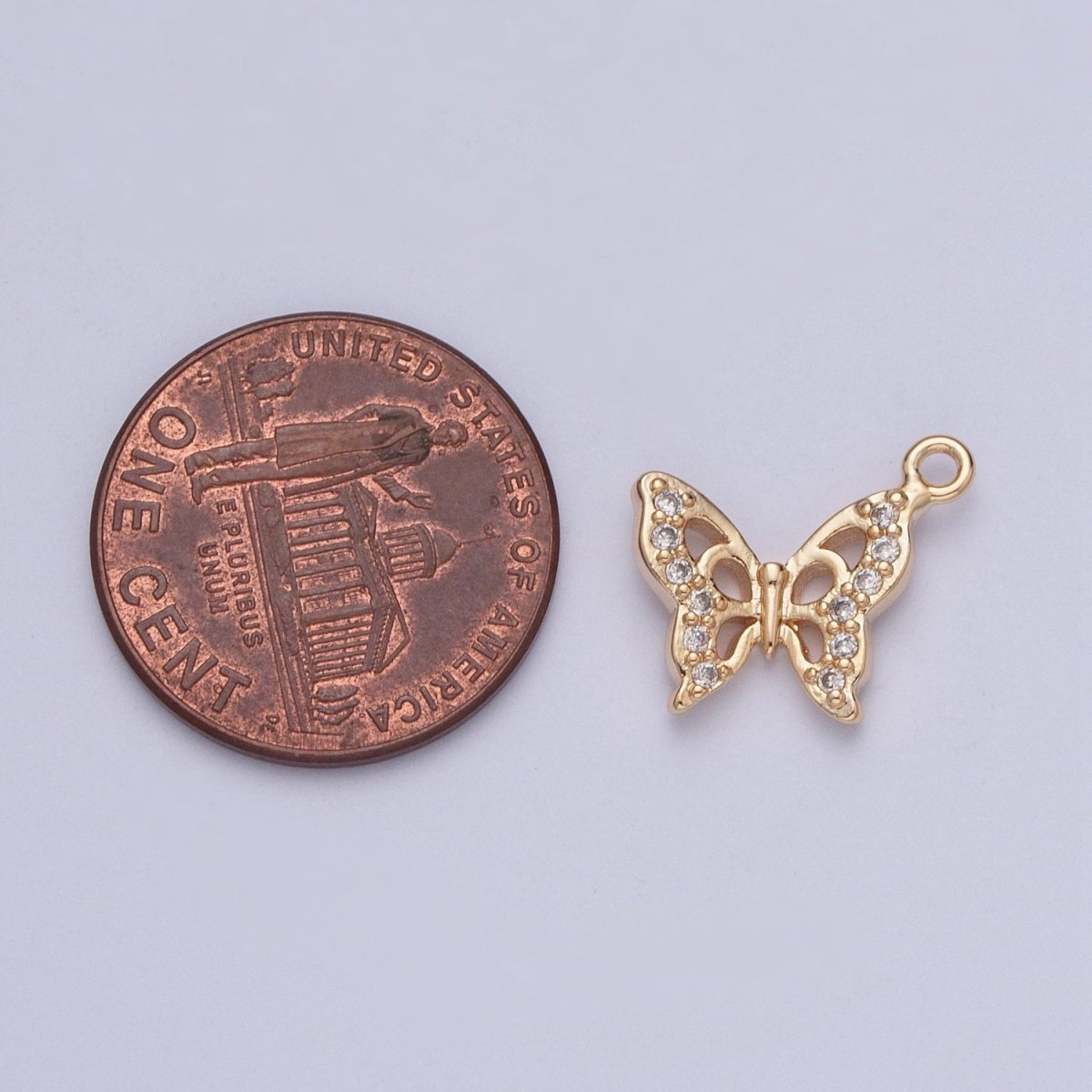 Mini Micro Paved Cubic Zirconia Gold Butterfly Mariposa Charm For Garden Jewelry Making | X-201 - DLUXCA