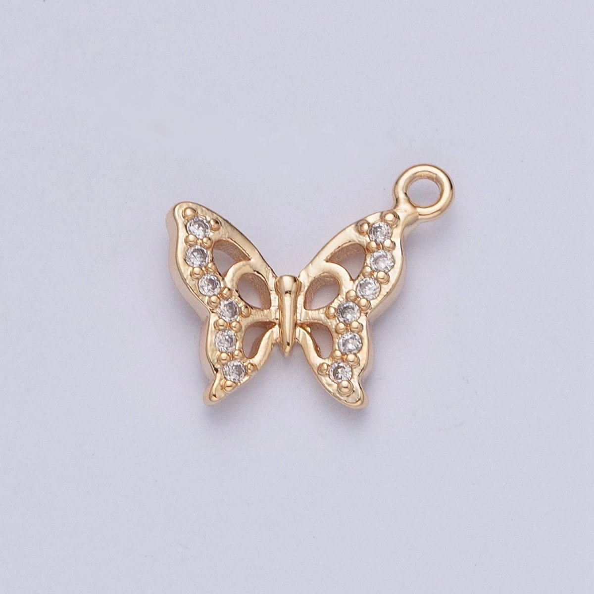 Mini Micro Paved Cubic Zirconia Gold Butterfly Mariposa Charm For Garden Jewelry Making | X-201 - DLUXCA