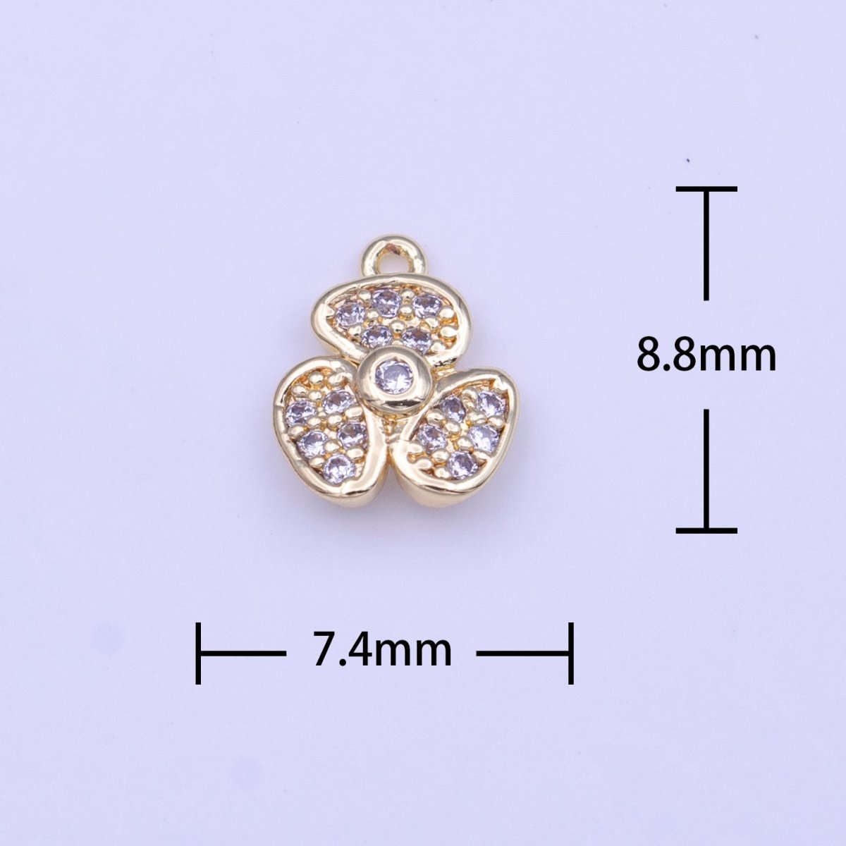 Mini Micro Paved CZ Beans Flower Nature Gold Charm | C-504 - DLUXCA