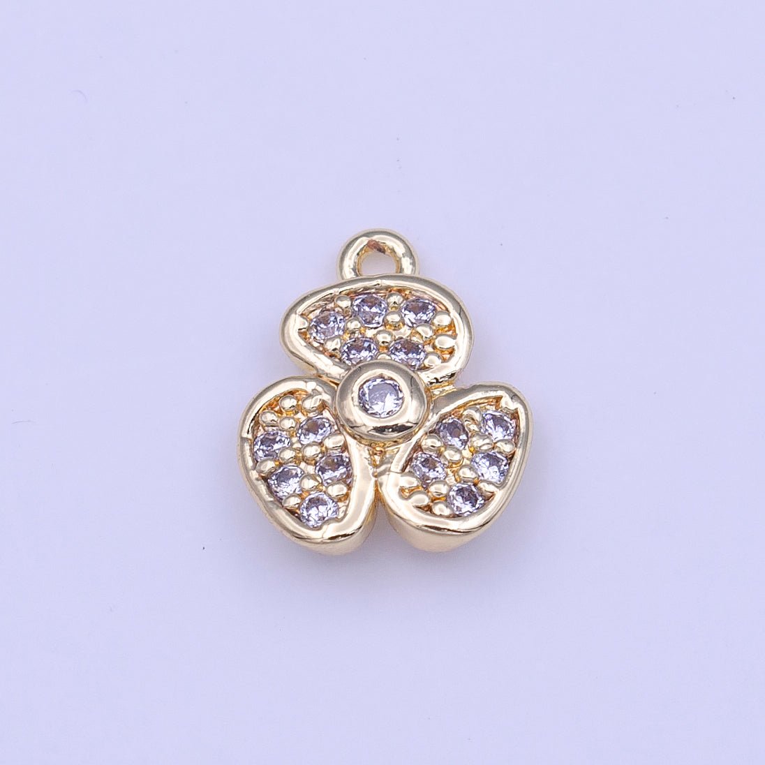 Mini Micro Paved CZ Beans Flower Nature Gold Charm | C-504 - DLUXCA