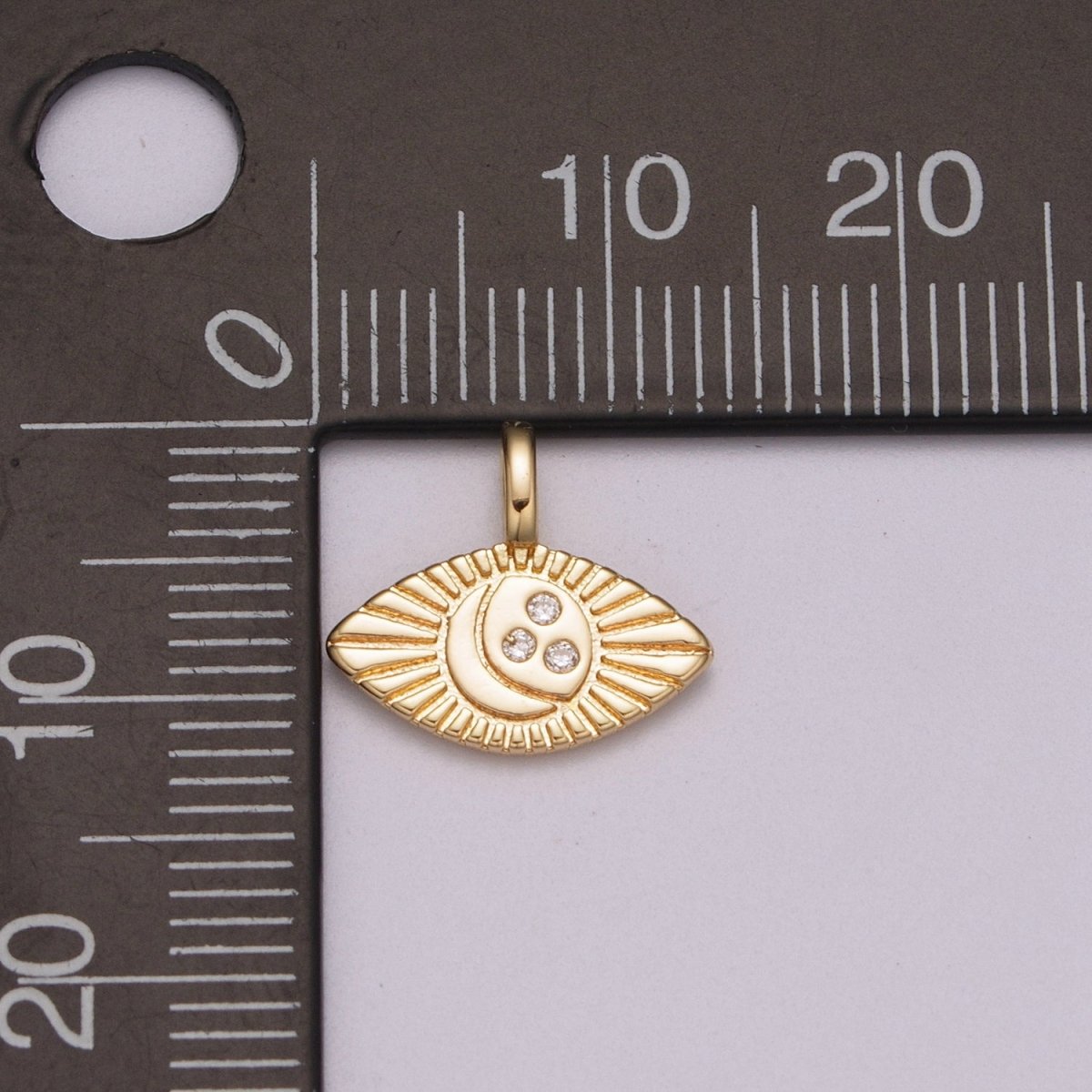 Mini Moon Charm Goddess Pendant Eye Shaped Celestial Jewelry in 18k Gold Filled Charm M-786 - DLUXCA