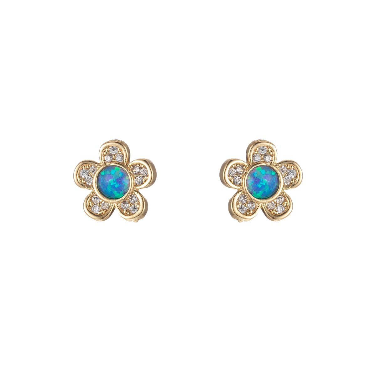 Mini Opal Daisy Stud Earring Cartilage Earring, Gold Flower stud, dainty gold Minimalist Jewelry Pushback stud L-515 L-516 - DLUXCA