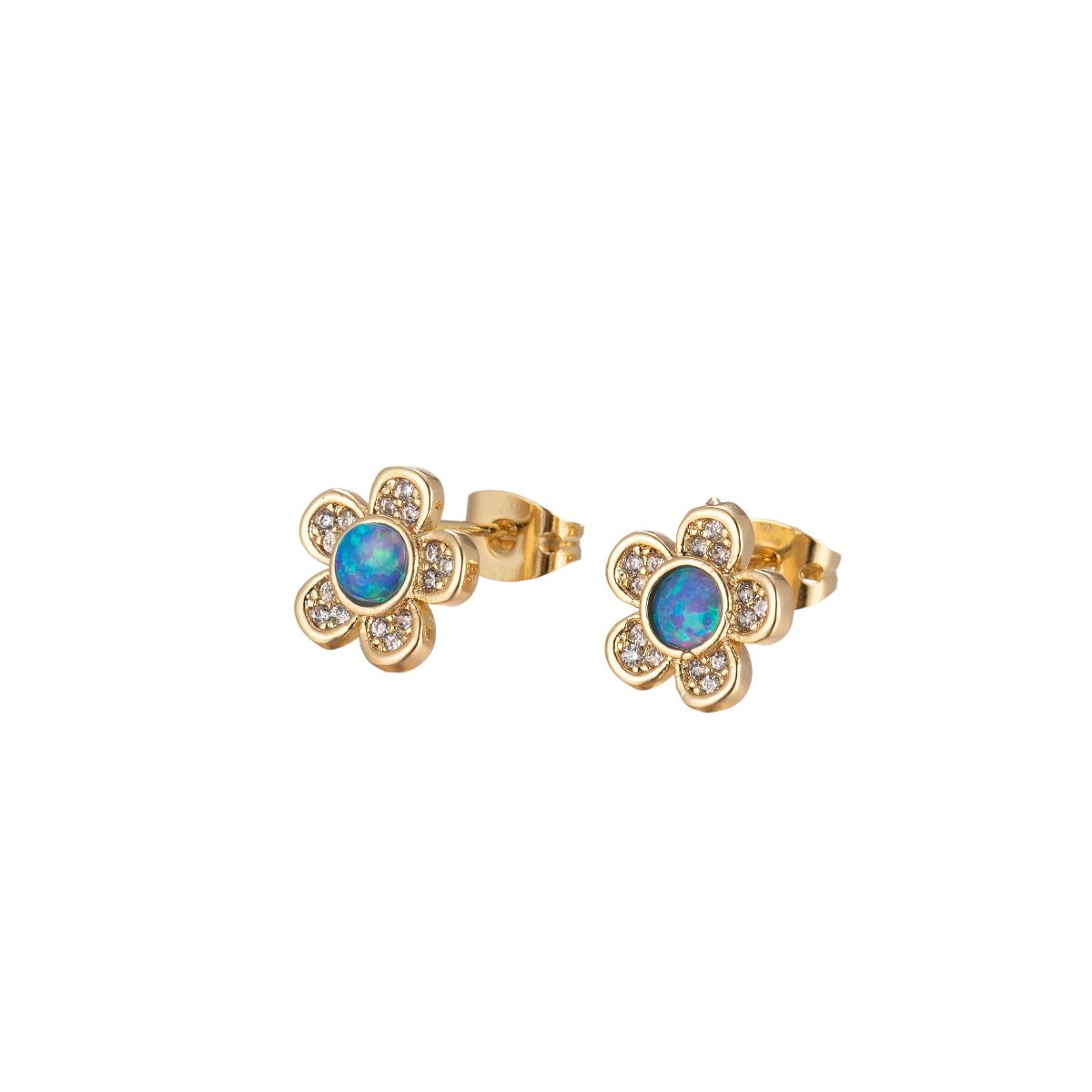 Mini Opal Daisy Stud Earring Cartilage Earring, Gold Flower stud, dainty gold Minimalist Jewelry Pushback stud L-515 L-516 - DLUXCA