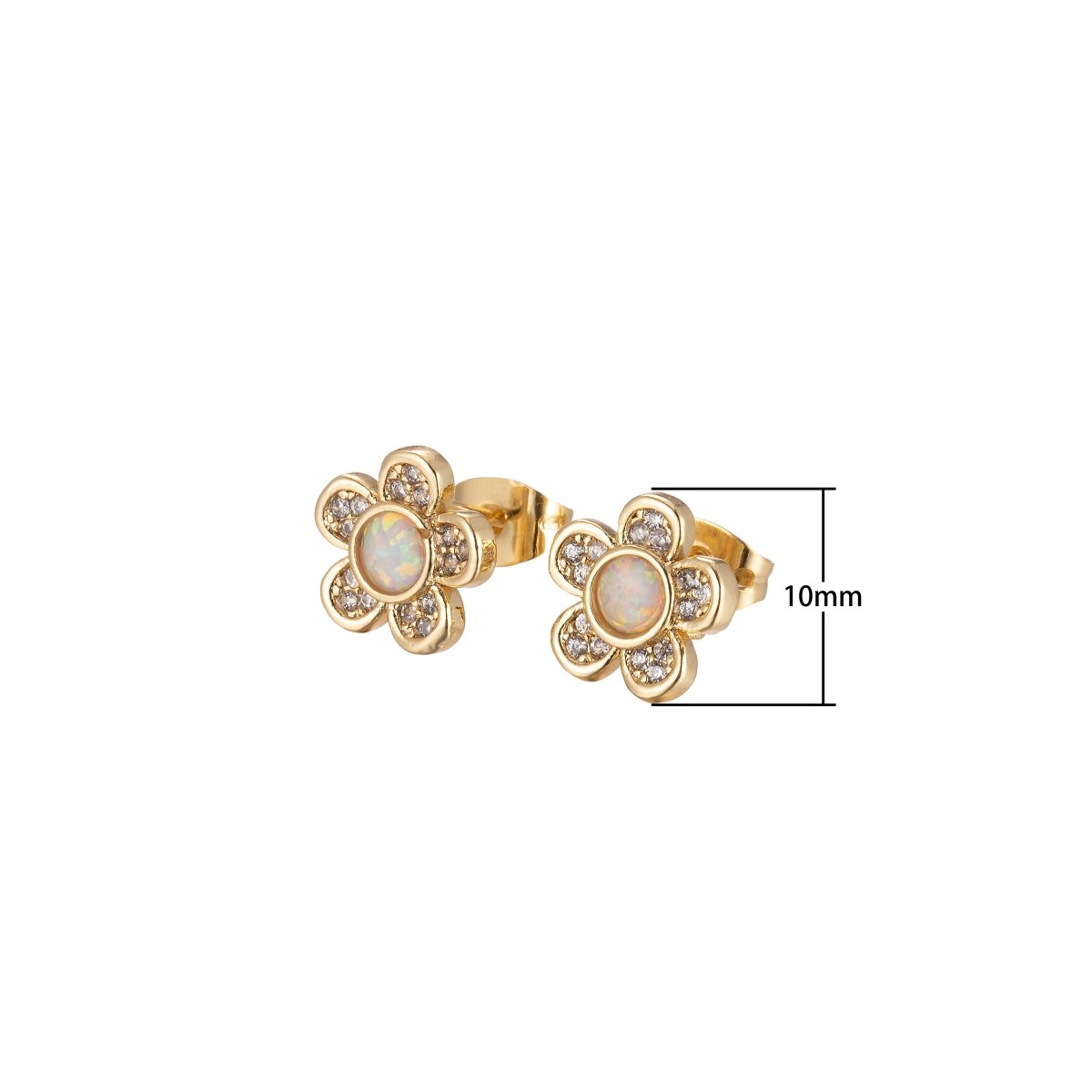 Mini Opal Daisy Stud Earring Cartilage Earring, Gold Flower stud, dainty gold Minimalist Jewelry Pushback stud L-515 L-516 - DLUXCA