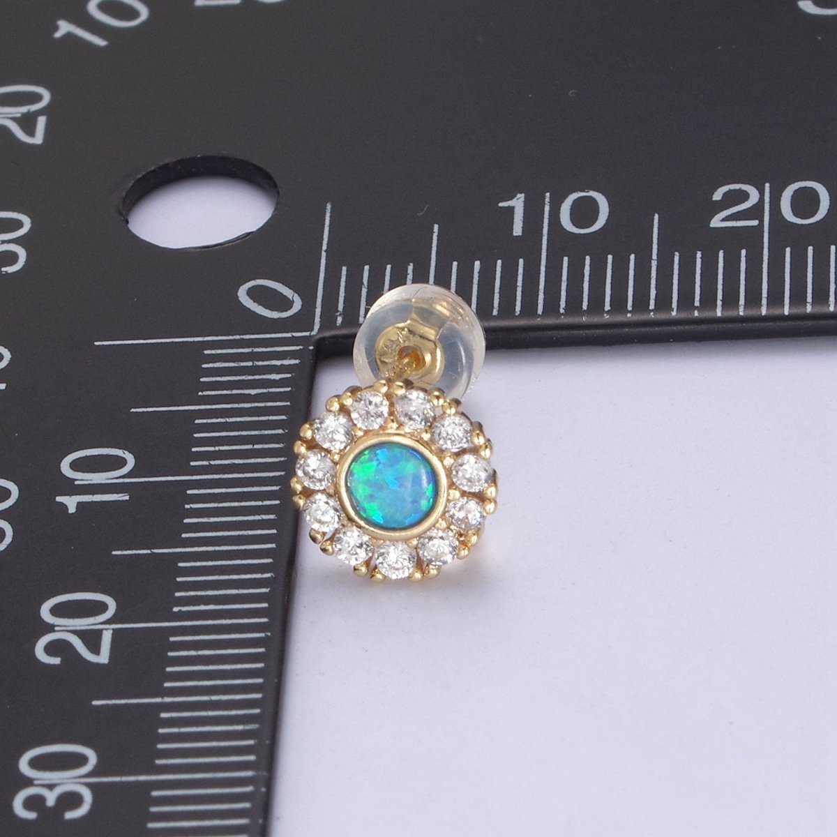 Mini Opal Floral Stud Earring Cartilage Earring, Gold Flower stud, dainty gold Minimalist Jewelry Pushback stud L-614 L-613 - DLUXCA