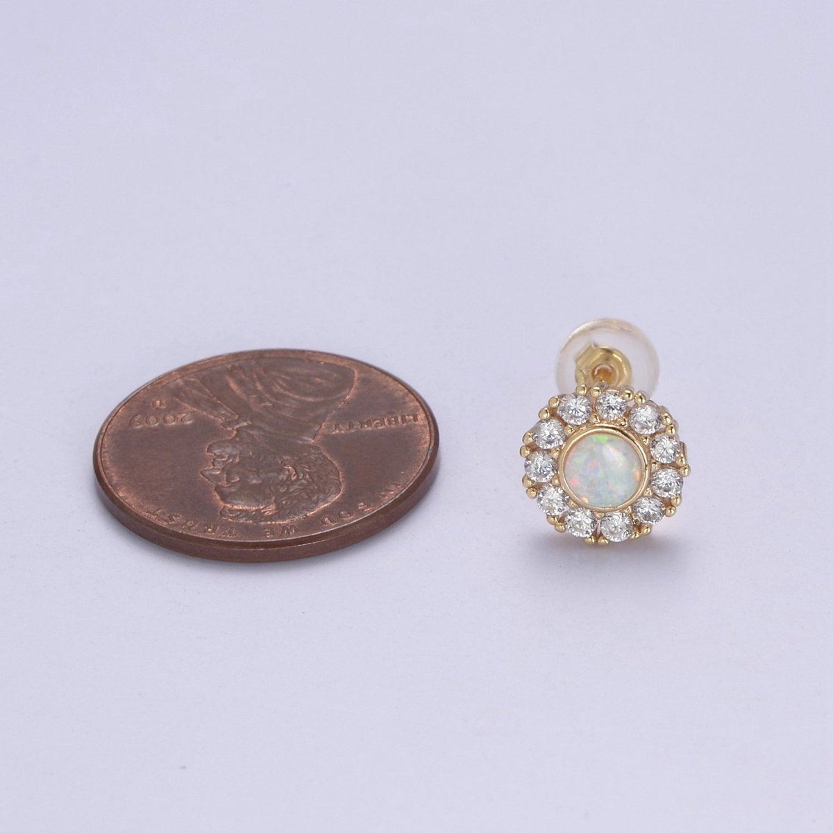 Mini Opal Floral Stud Earring Cartilage Earring, Gold Flower stud, dainty gold Minimalist Jewelry Pushback stud L-614 L-613 - DLUXCA