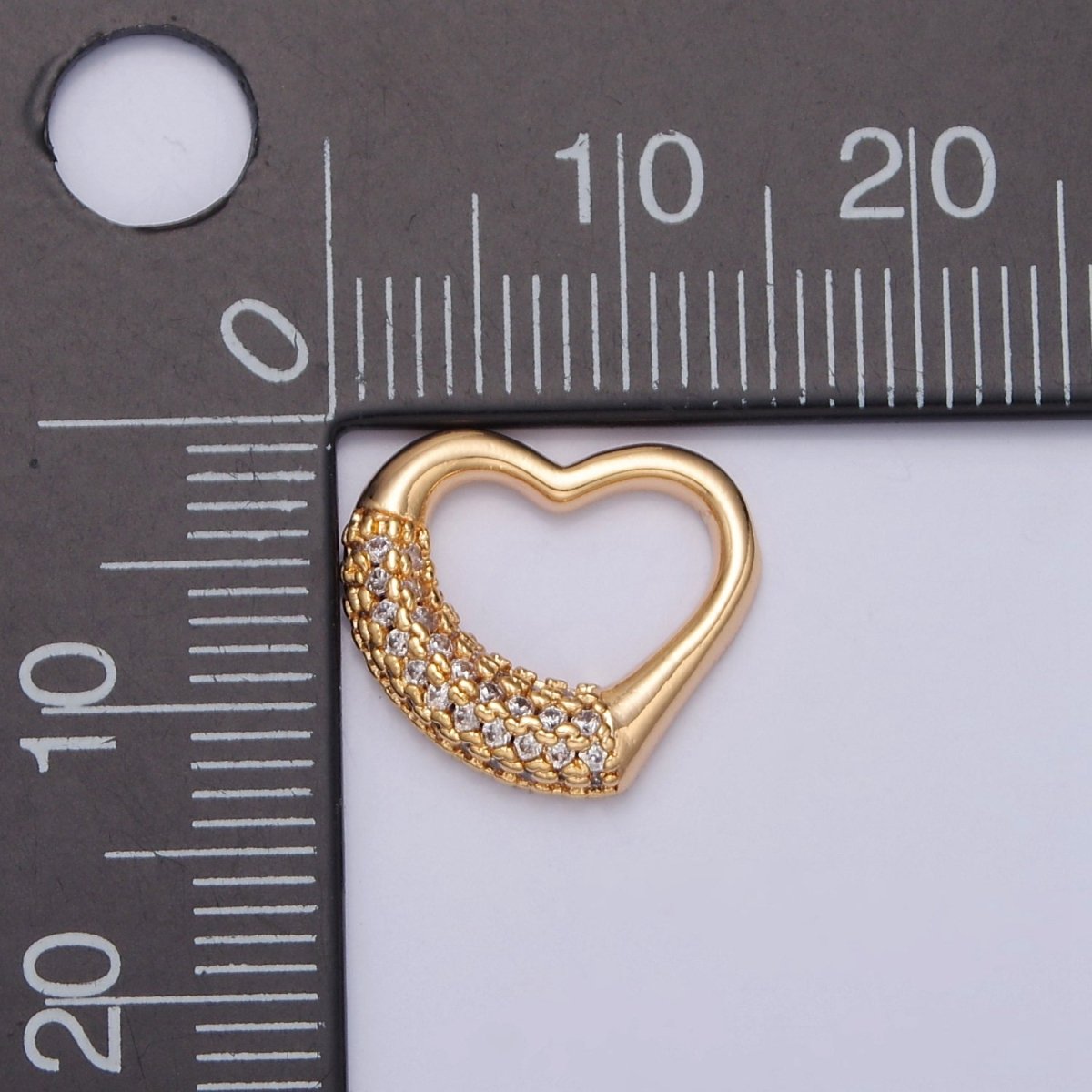 Mini Open Heart Gold Micro Paved CZ Charm E-772 - DLUXCA