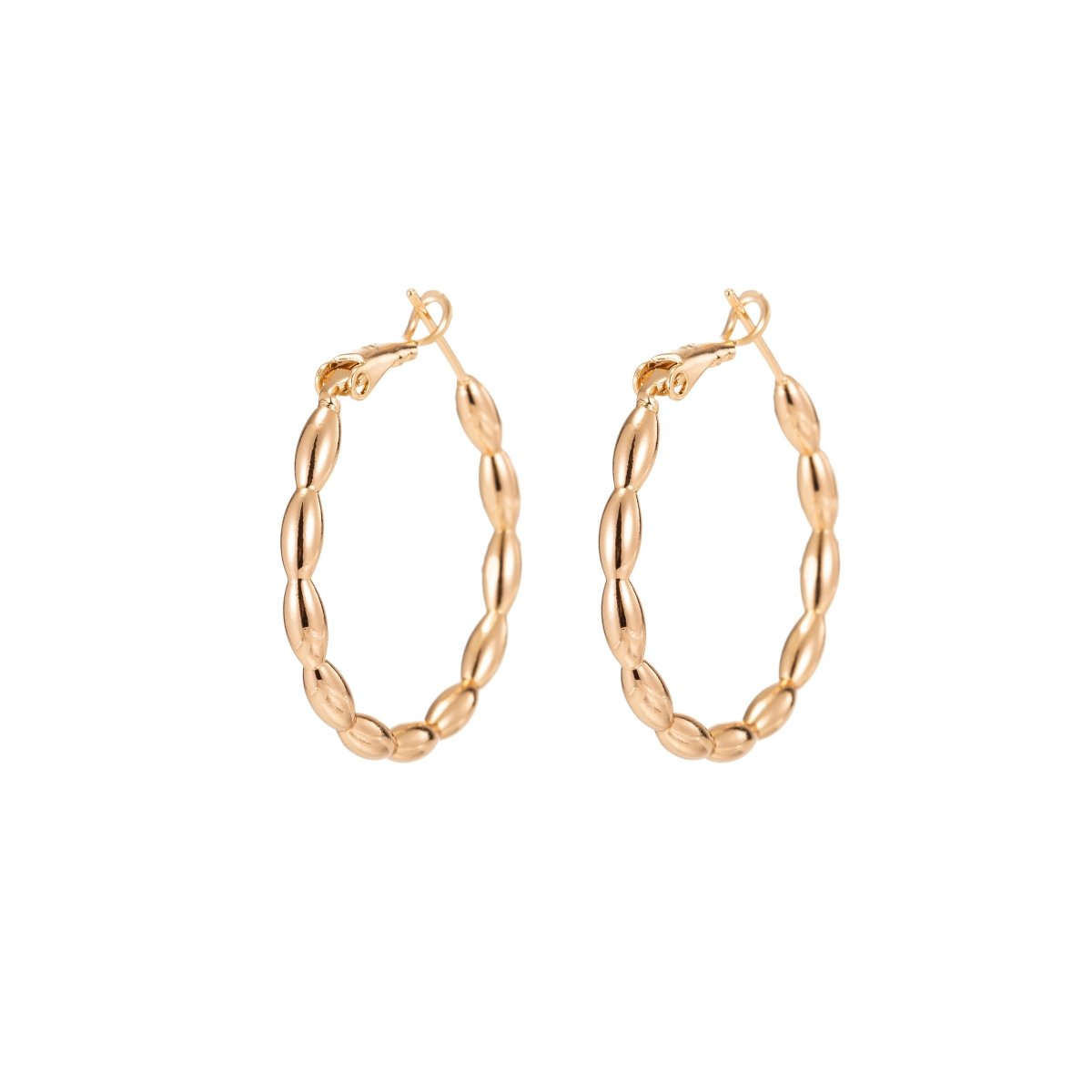 Mini Oval Braids Huggies Earrings, Tiny Plain Gold Filled Geometric Formal/Casual Daily Wear Earring Jewelry P-034 - DLUXCA