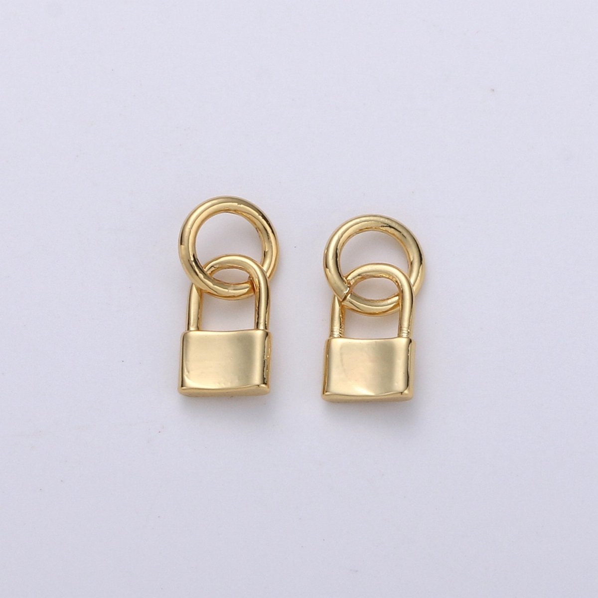 Mini padlock charm in 24k gold filled 6mm gold lock charm for earring bracelet necklace. Tiny small dainty gold lock charm K-810 - DLUXCA