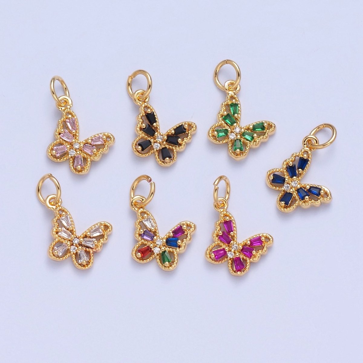 Mini Pave Butterfly Charm for add on Charm Necklace Earring Bracelet W-293~W-299 - DLUXCA