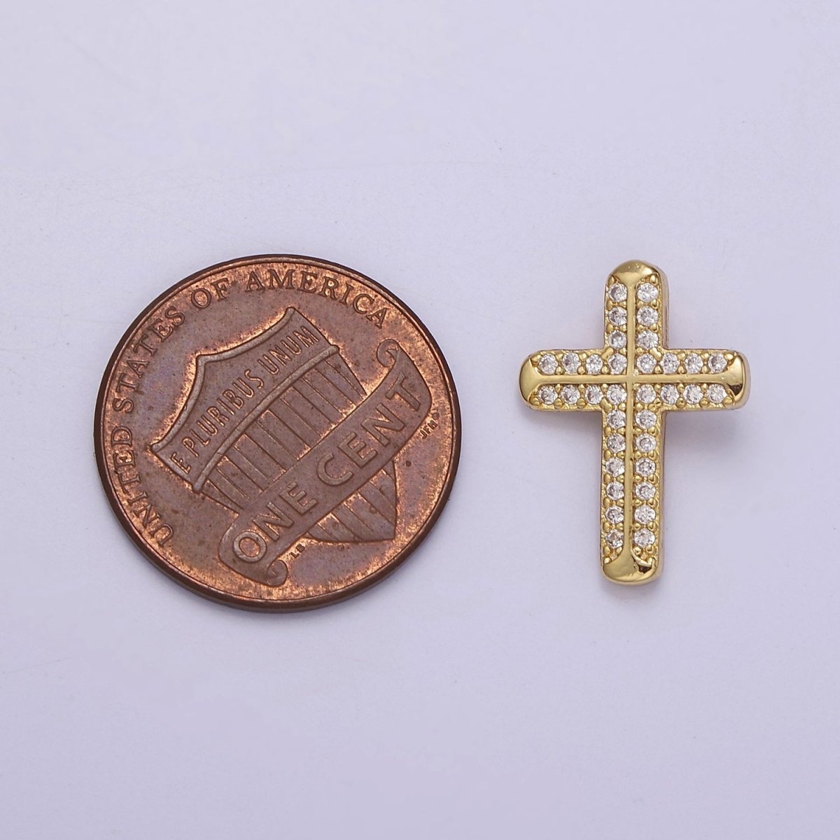 Mini Pave Gold Cross Charm J-372 - DLUXCA