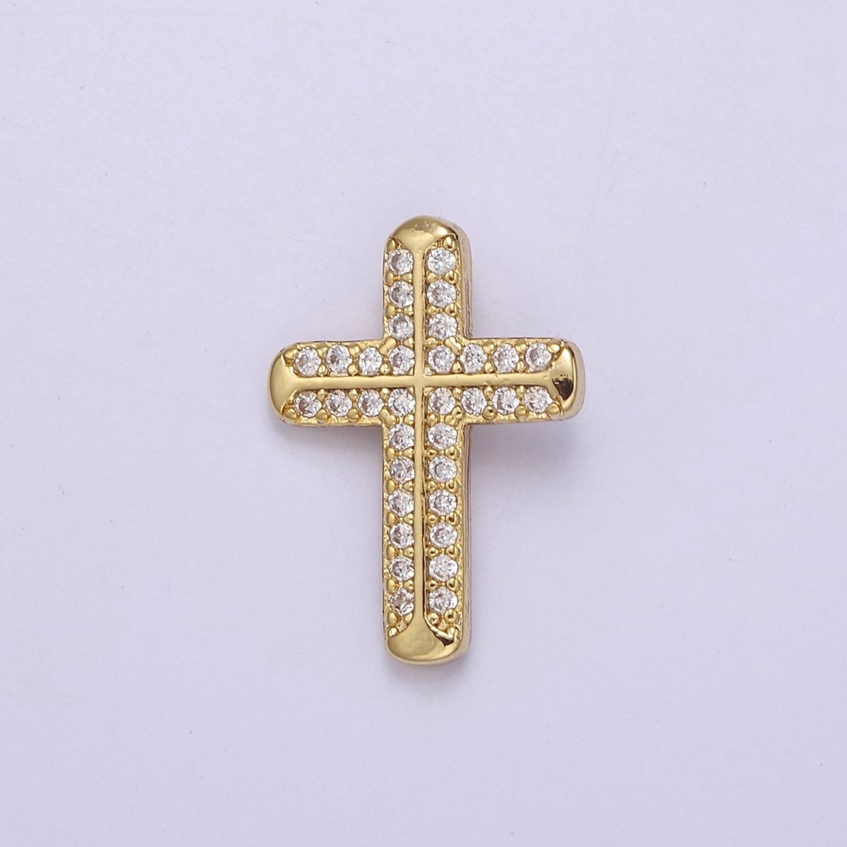 Mini Pave Gold Cross Charm J-372 - DLUXCA