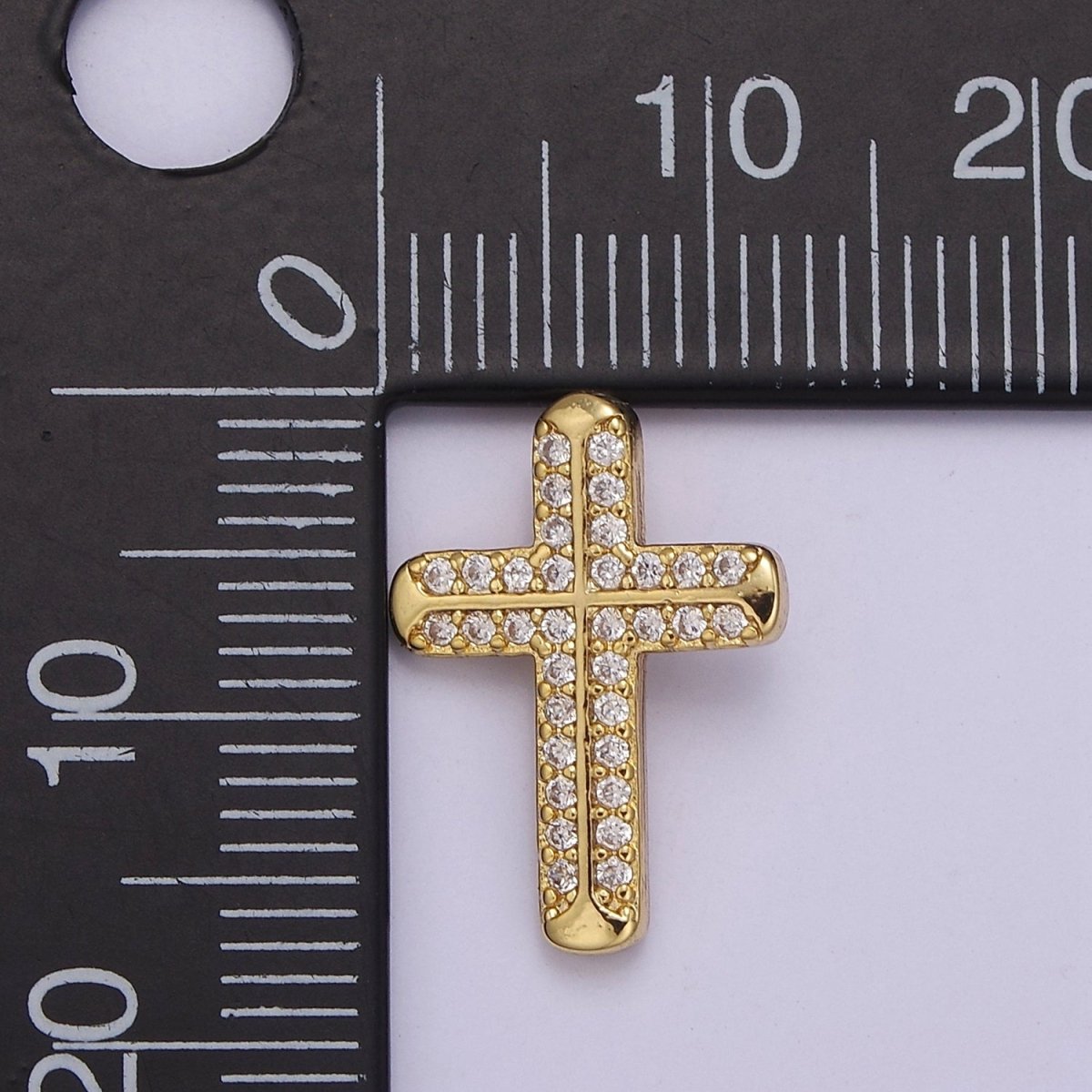 Mini Pave Gold Cross Charm J-372 - DLUXCA