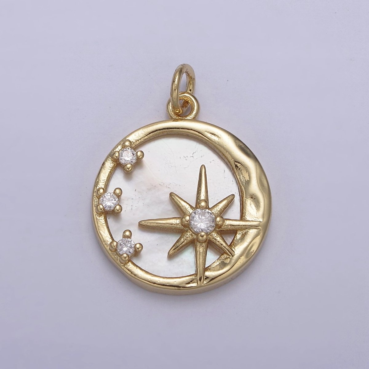 Mini Pearl / Abalone Celestial Charm 14k Gold Filled North Star Charm Add on Charm for Bracelet Necklace Earring N-805 N-806 - DLUXCA