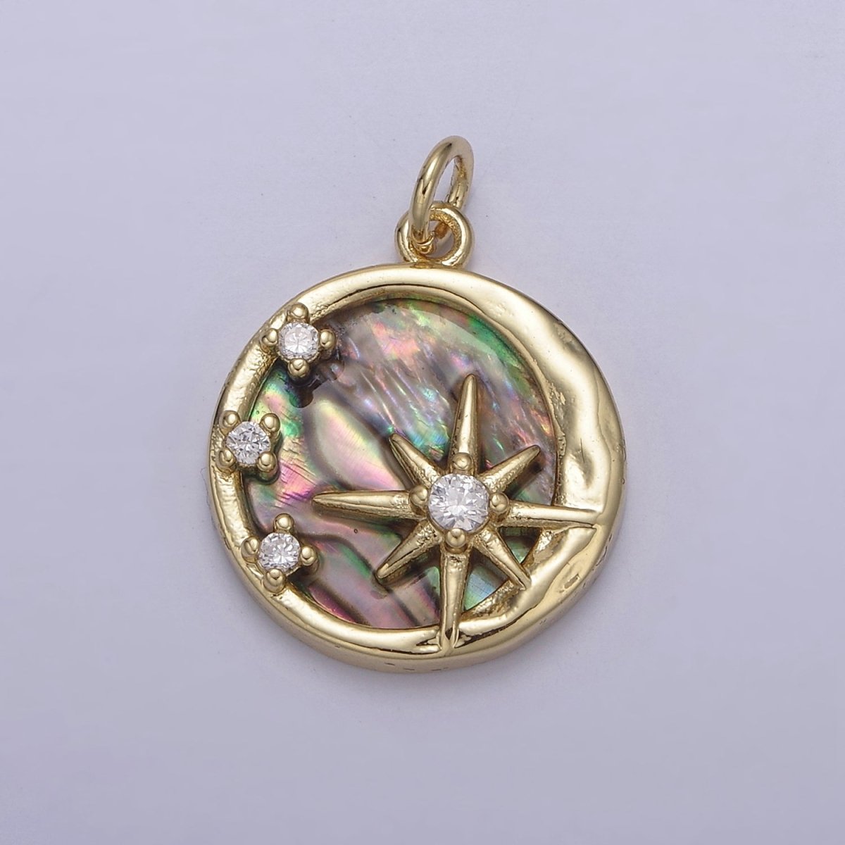 Mini Pearl / Abalone Celestial Charm 14k Gold Filled North Star Charm Add on Charm for Bracelet Necklace Earring N-805 N-806 - DLUXCA