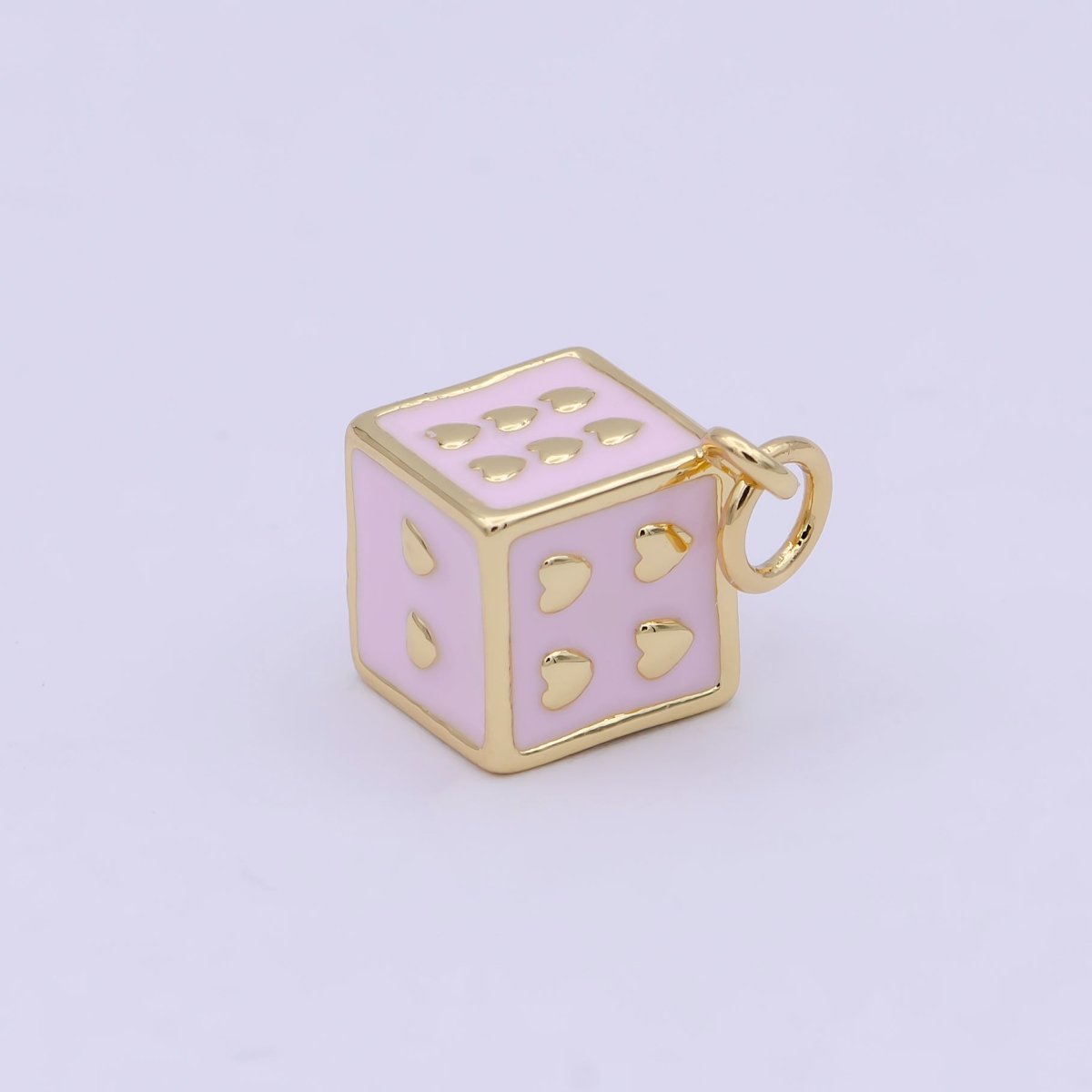 Mini Pink Gold Dice Charm For Gambling Las Vegas Jewelry Inspired for girl women W-166 - DLUXCA