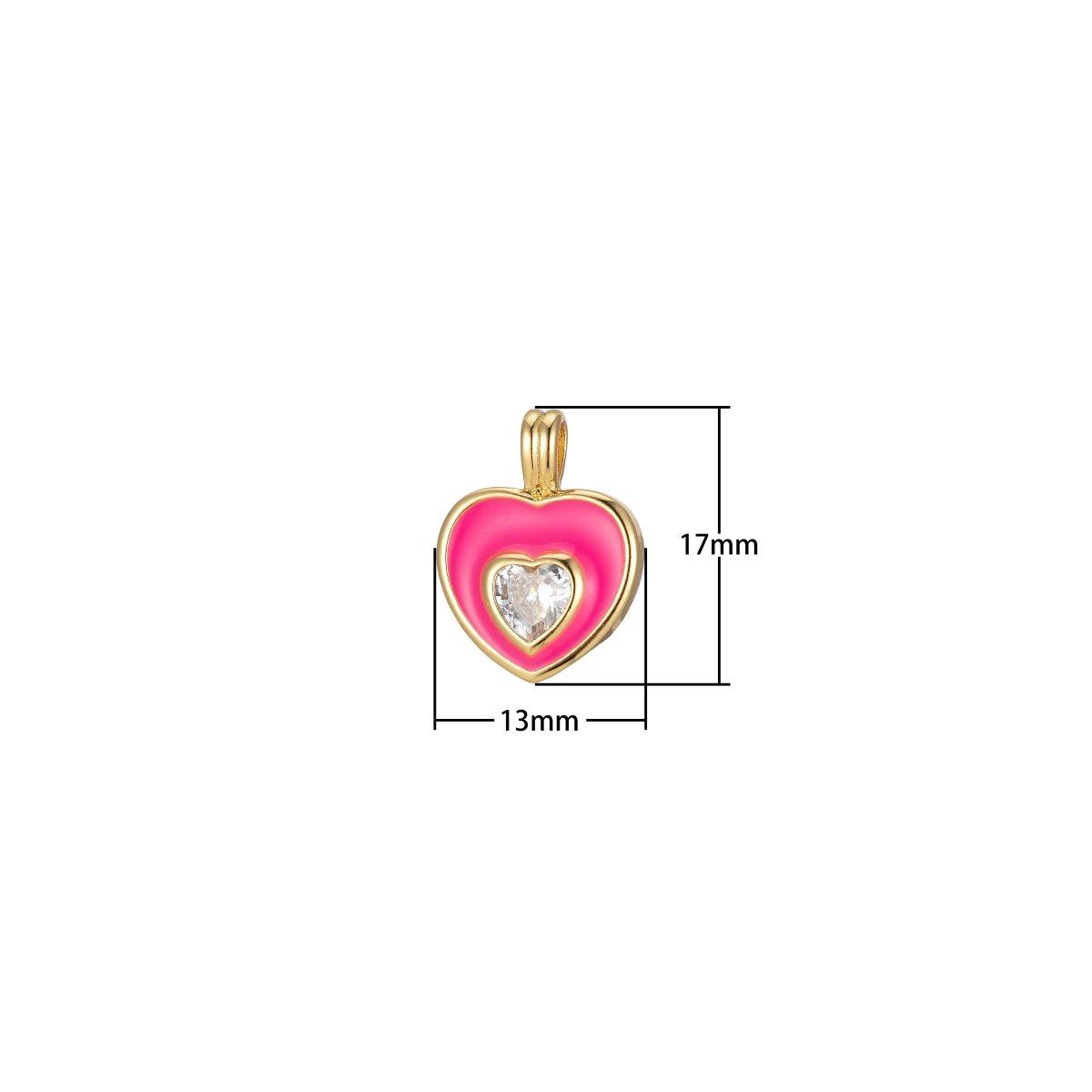 Mini Pink Heart Enamel Charm Pendant J-835 J-836 - DLUXCA