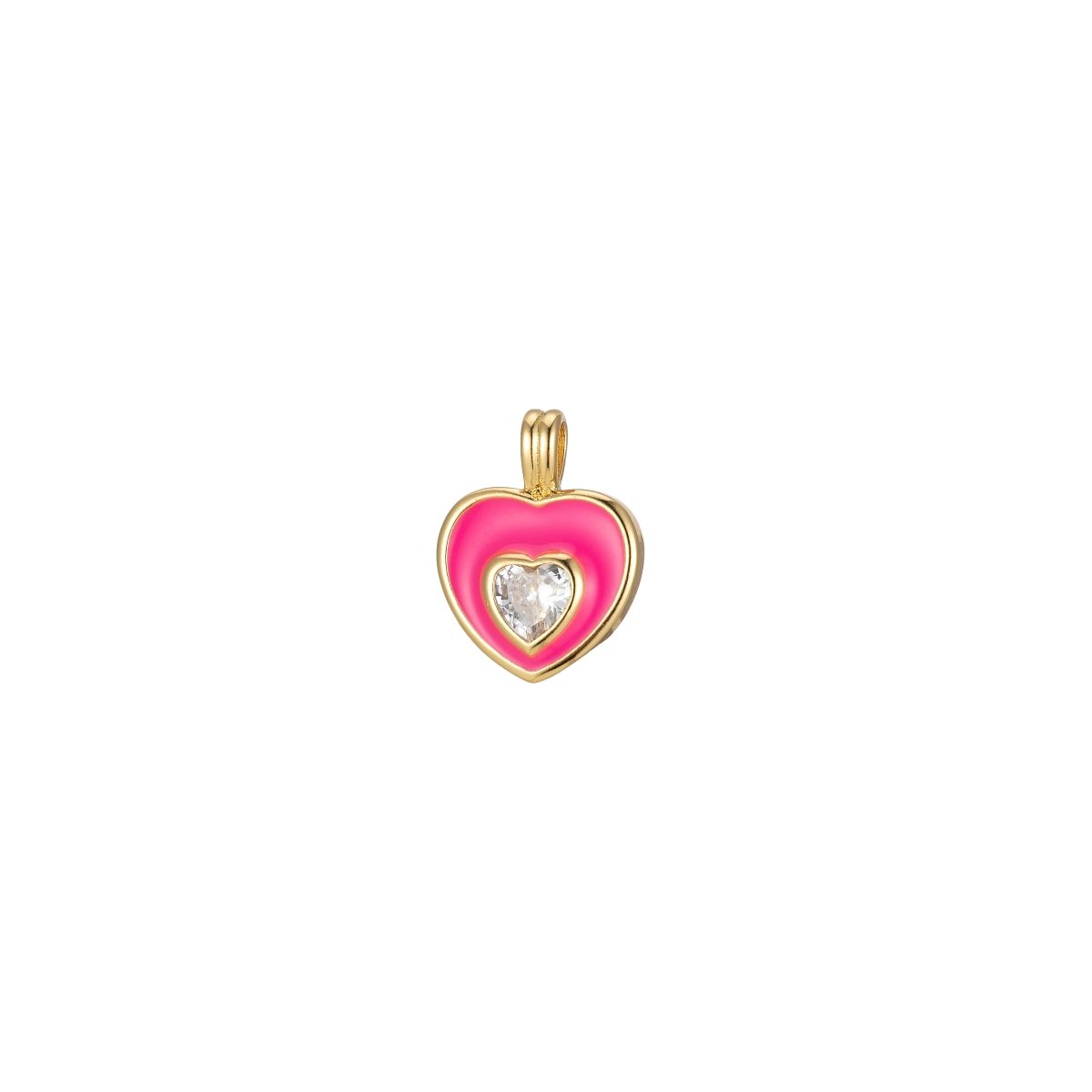 Mini Pink Heart Enamel Charm Pendant J-835 J-836 - DLUXCA