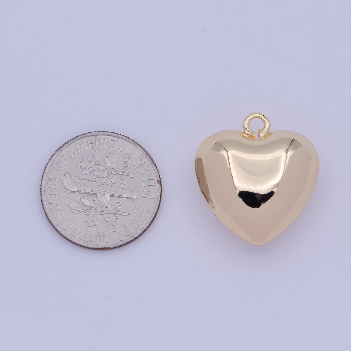 Mini Puffy Gold Heart Charm E-775 - DLUXCA