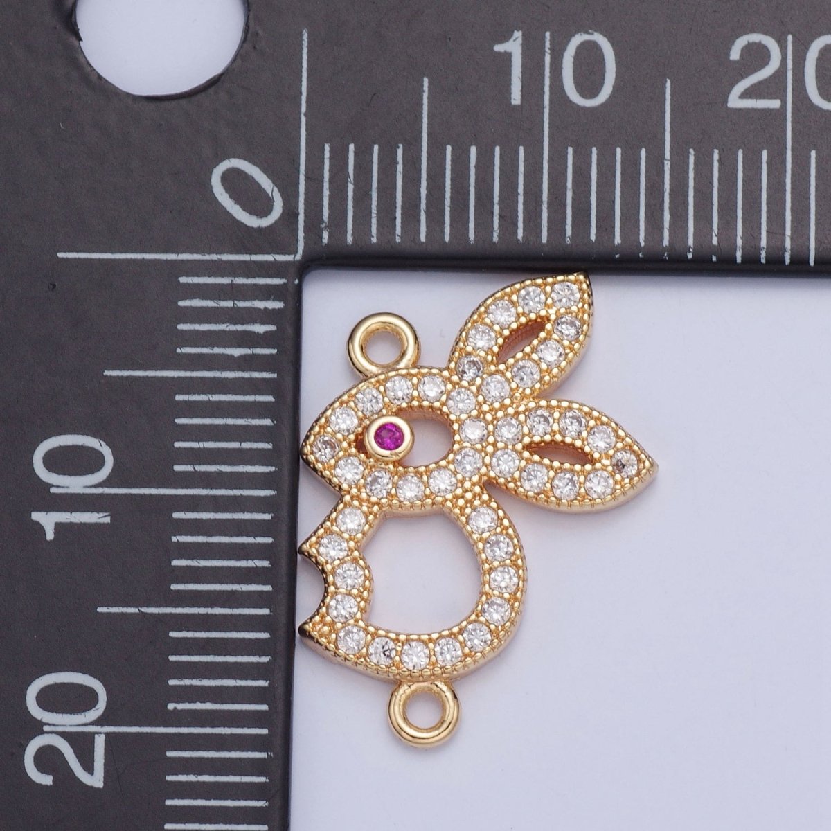 Mini Rabbit Charm Connector 16K Gold Filled Bunny link Connector G-926 - DLUXCA