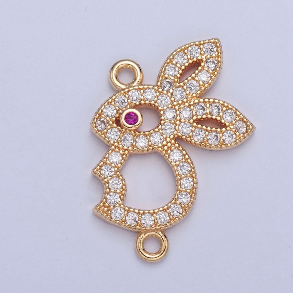 Mini Rabbit Charm Connector 16K Gold Filled Bunny link Connector G-926 - DLUXCA