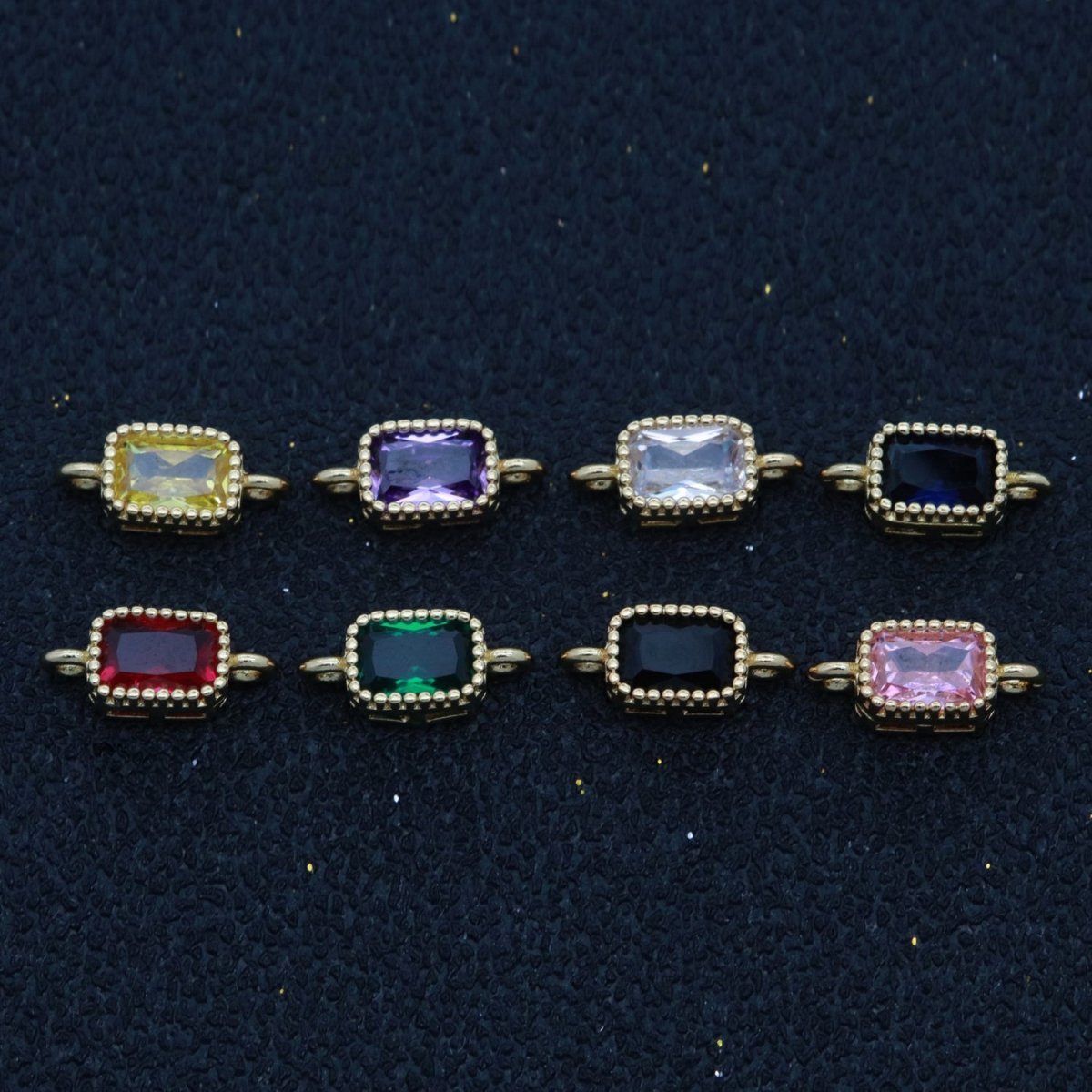 Mini rectangle Charm Connector Cubic Cz Colorful Link Connector for Necklace Bracelet Earring Supply F-916~F-923 - DLUXCA