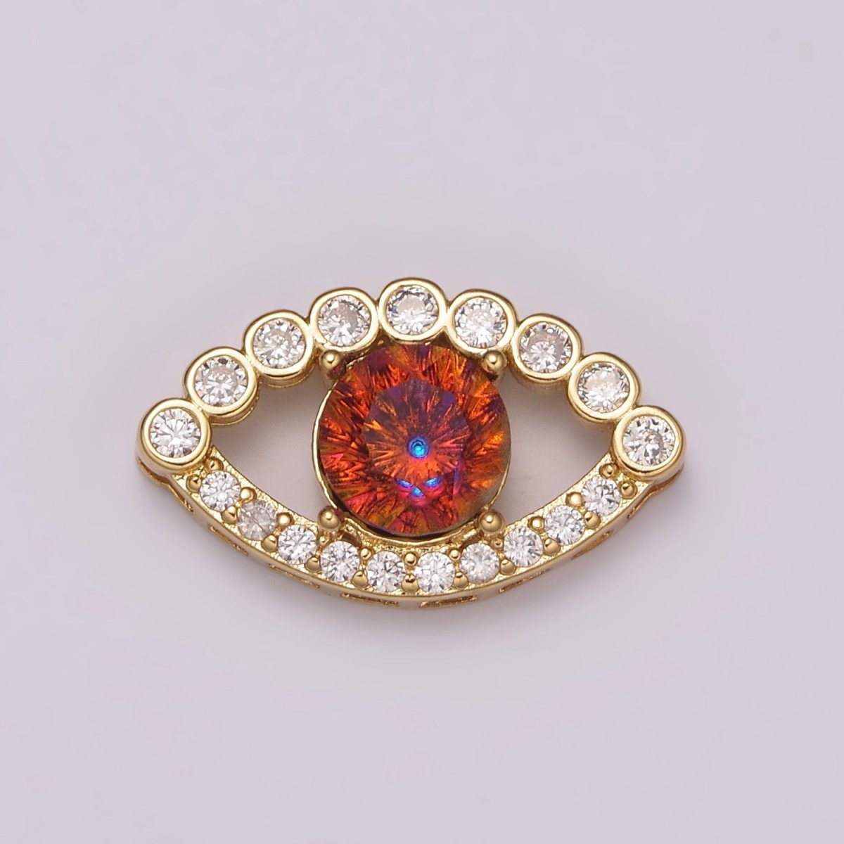 Mini Red Eye Cz Stone Bead Spacer for Bracelet Component Gold Filled Bead Connector B-708 - DLUXCA