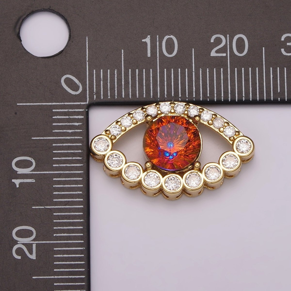 Mini Red Eye Cz Stone Bead Spacer for Bracelet Component Gold Filled Bead Connector B-708 - DLUXCA