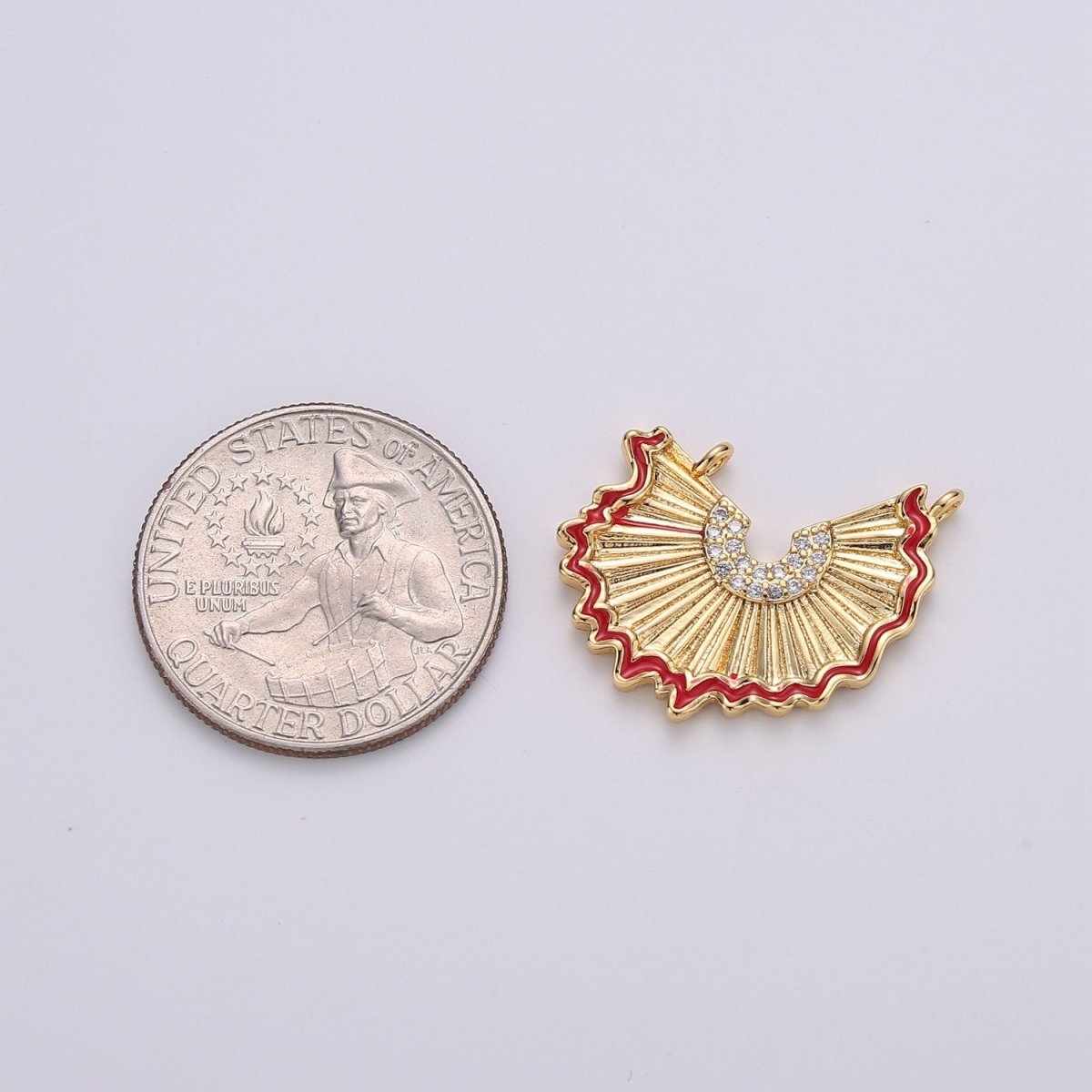 Mini Red Fan Charm for Bracelet Necklace Link Connector F-469 - DLUXCA