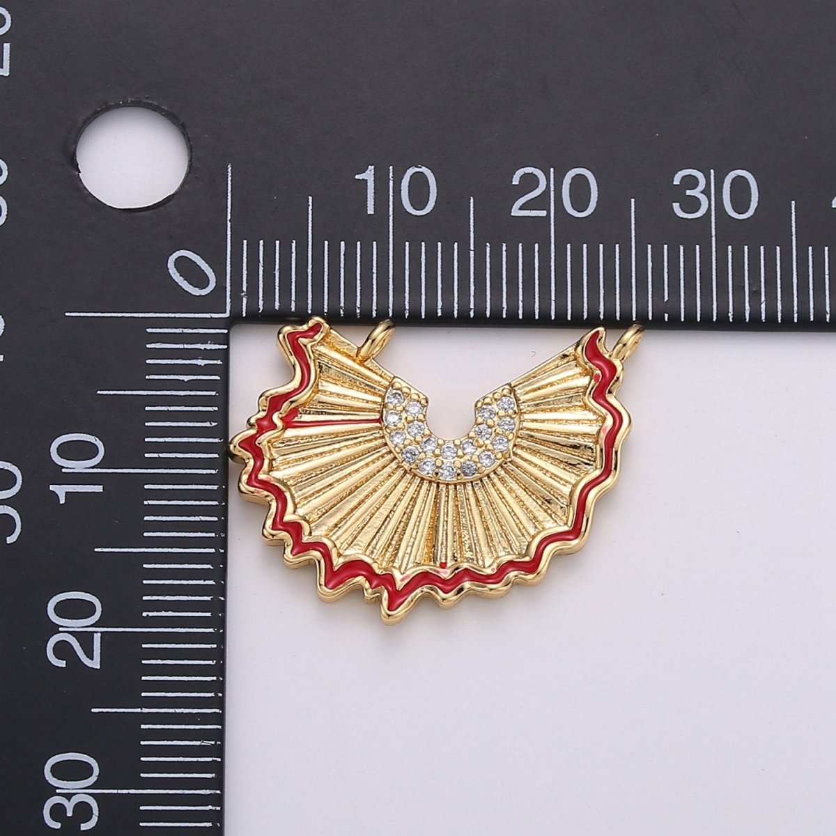 Mini Red Fan Charm for Bracelet Necklace Link Connector F-469 - DLUXCA