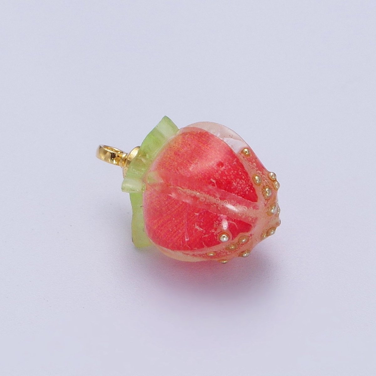Mini Red, Pink Strawberry Fruit Gold Charm | C-770 C-771 - DLUXCA