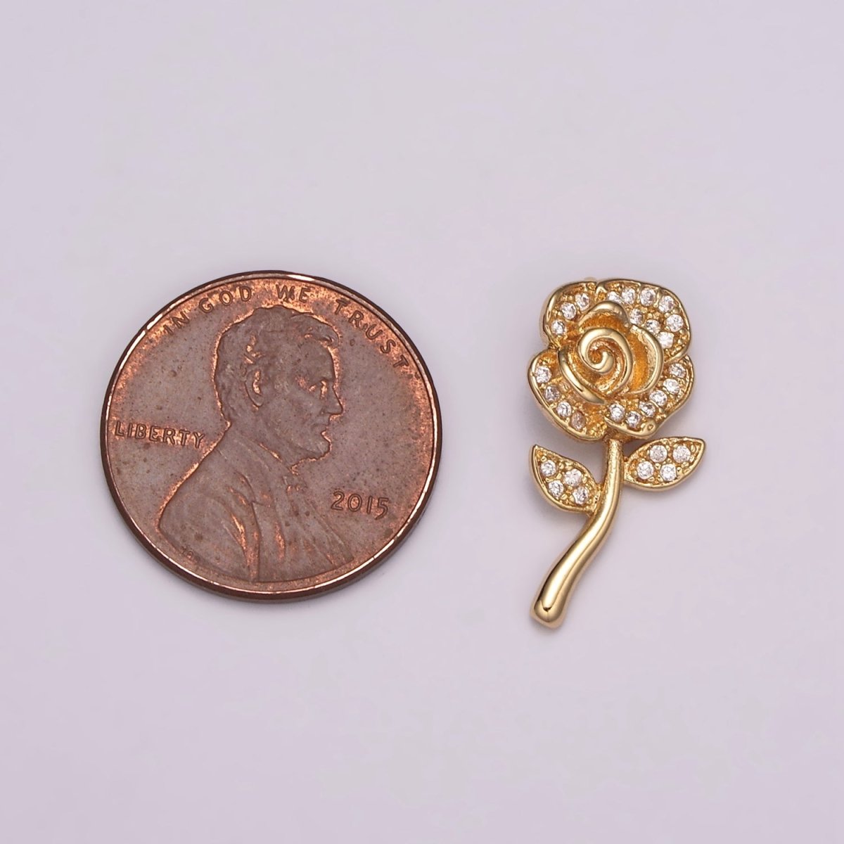 Mini Rose Flower Charm 18K Gold Filled Flower Pendant N-175 - DLUXCA