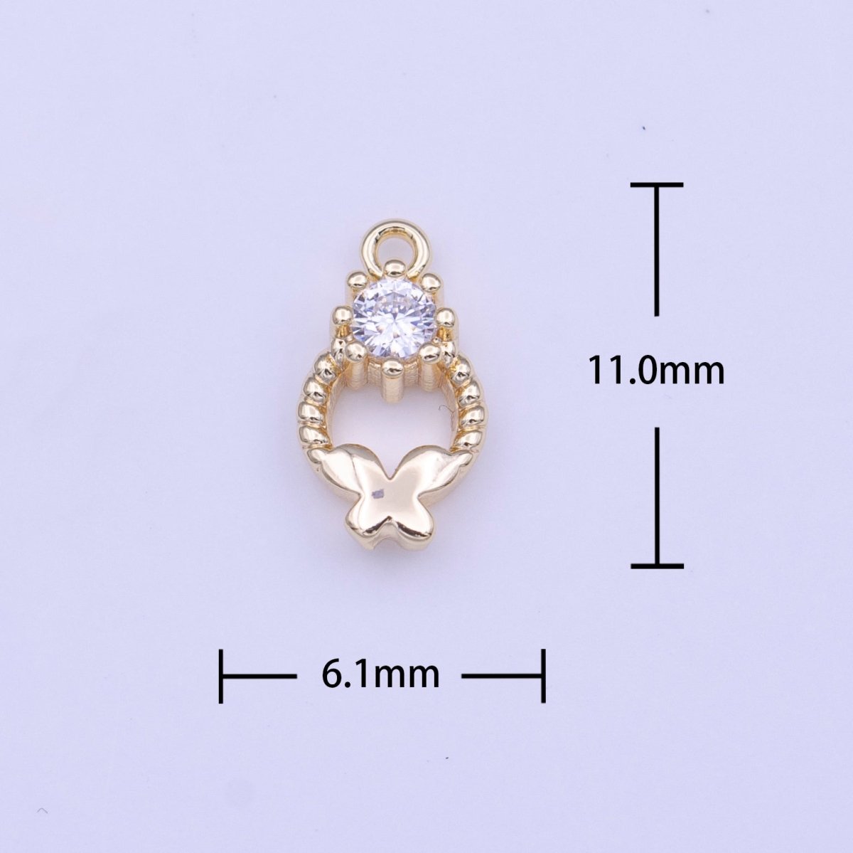 Mini Round Braided Butterfly Round Clear CZ Open 11mm Charm | C577 - DLUXCA