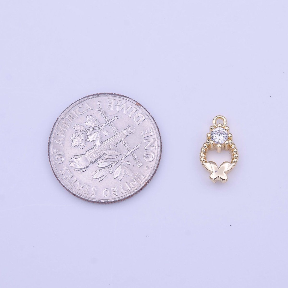 Mini Round Braided Butterfly Round Clear CZ Open 11mm Charm | C577 - DLUXCA