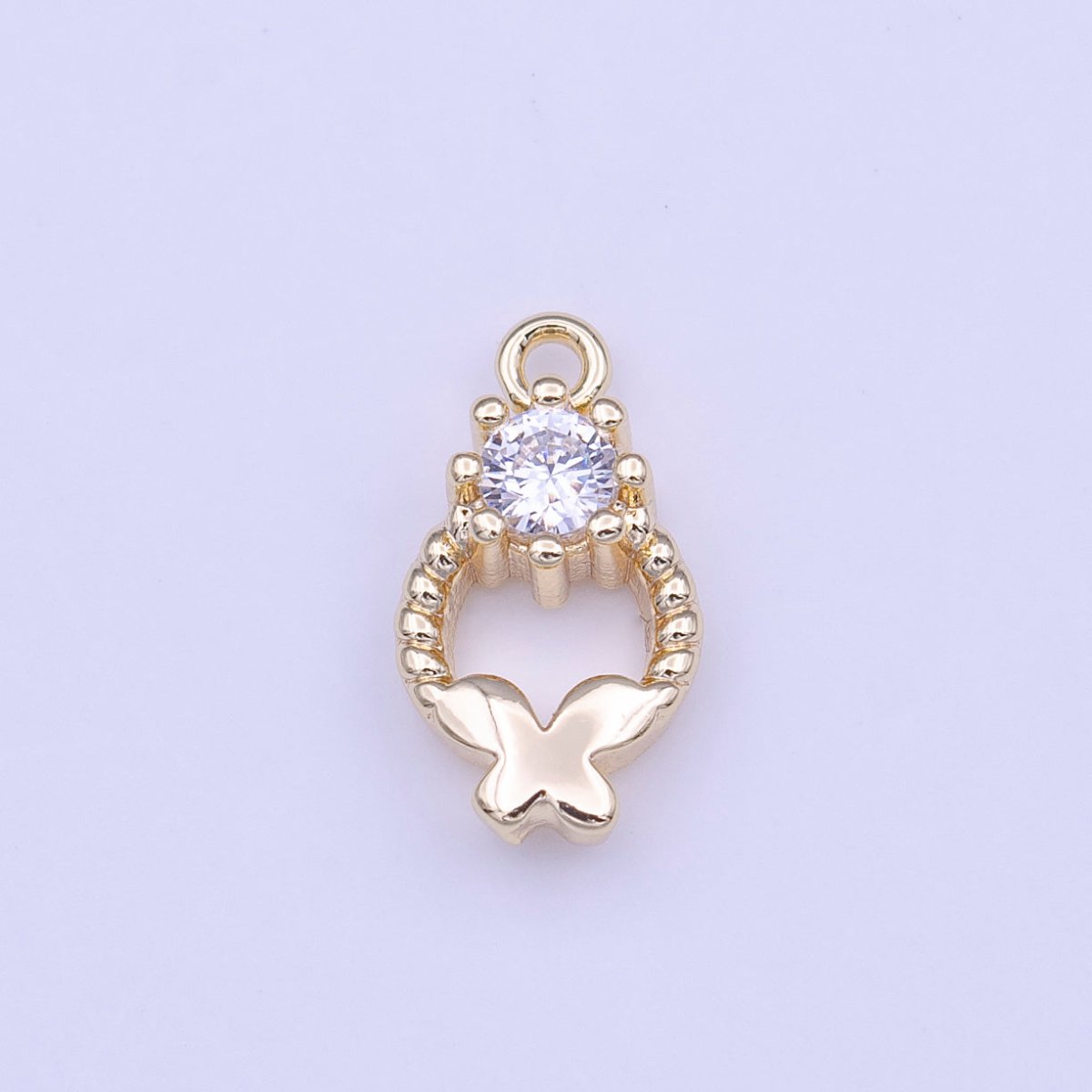 Mini Round Braided Butterfly Round Clear CZ Open 11mm Charm | C577 - DLUXCA