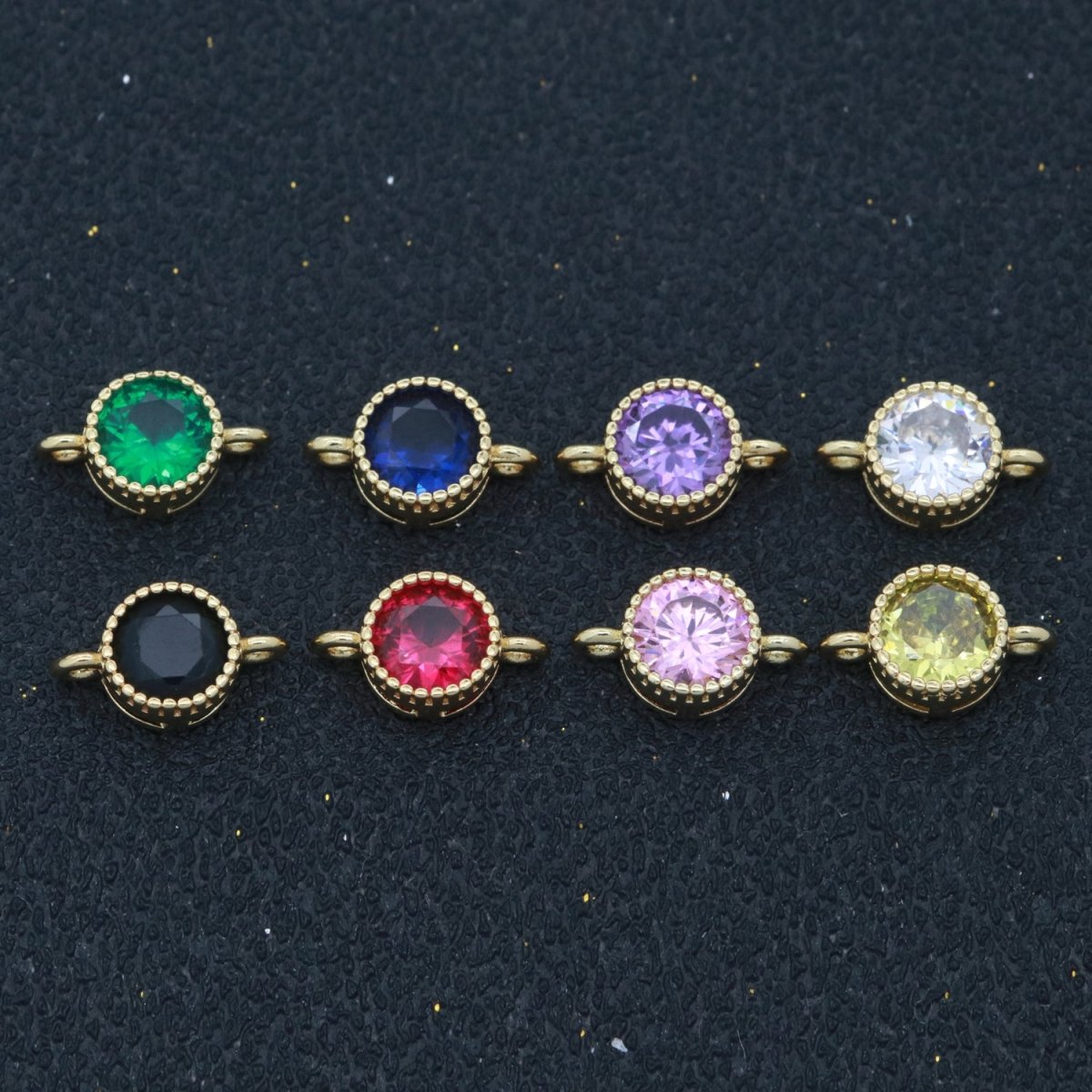 Mini Round Charm Connector Cubic Circle Cz Colorful Link Connector for Necklace Bracelet Earring Supply N-001 - N-008 - DLUXCA