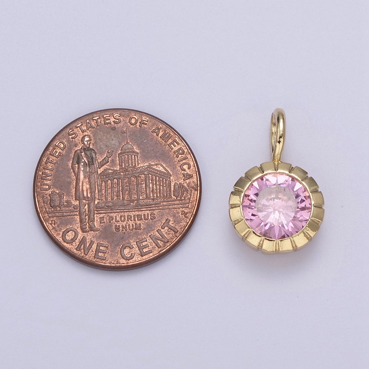 Mini Round CZ May / June Birthstone Pendant Add on Charm Dainty Pink Green Cz Stone for Necklace Bracelet Supply H-493 H-494 - DLUXCA