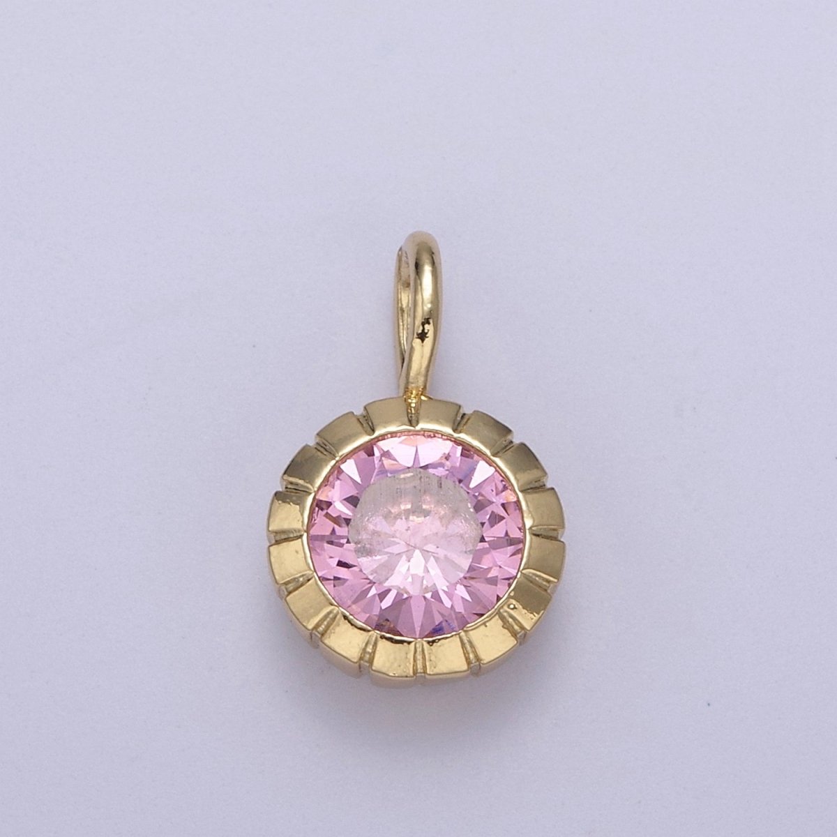 Mini Round CZ May / June Birthstone Pendant Add on Charm Dainty Pink Green Cz Stone for Necklace Bracelet Supply H-493 H-494 - DLUXCA