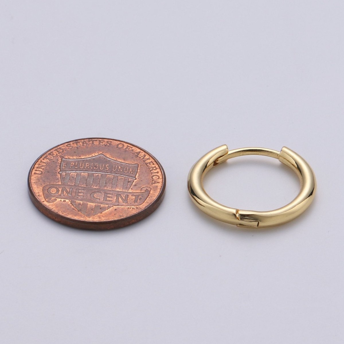 Mini Round hoop earrings, 18mm, 14K gold plated brass, Nickel free, Earrings making, Simple Round hoop 1 pair 18mm hoops - DLUXCA