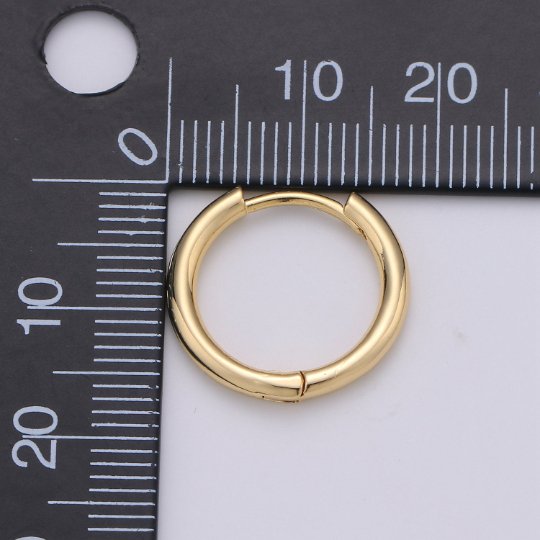 Mini Round hoop earrings, 18mm, 14K gold plated brass, Nickel free, Earrings making, Simple Round hoop 1 pair hoops Q-493 Q-495 Q-496 - DLUXCA