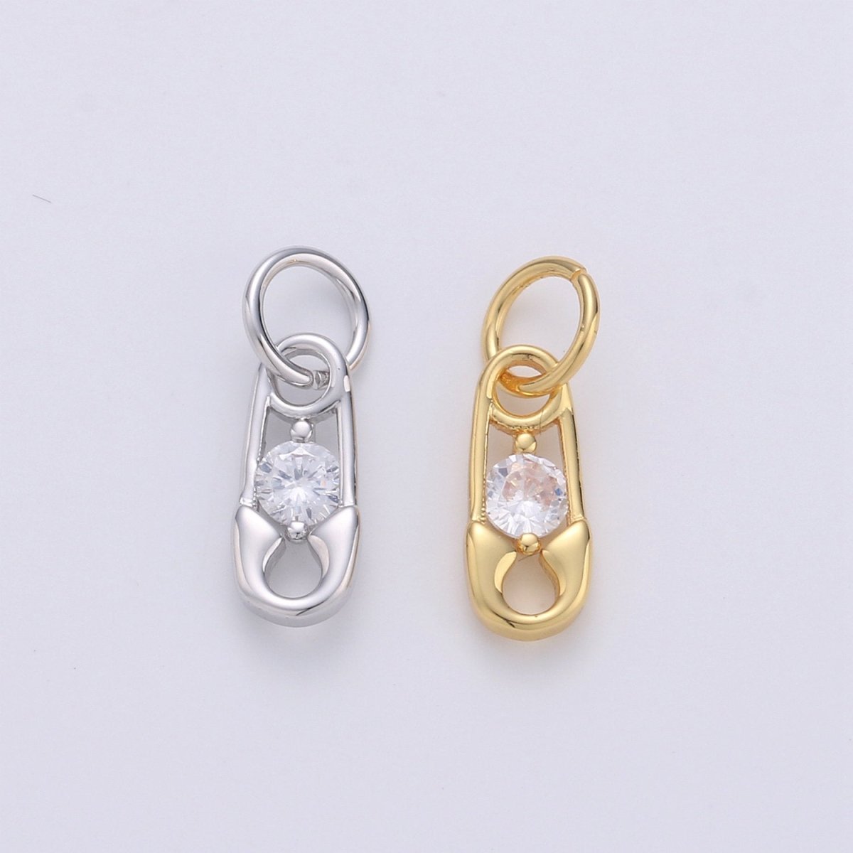 Mini Safety Pin Charm in 24K Gold Filled for Necklace Bracelet Earring Supply D-556 D-557 - DLUXCA