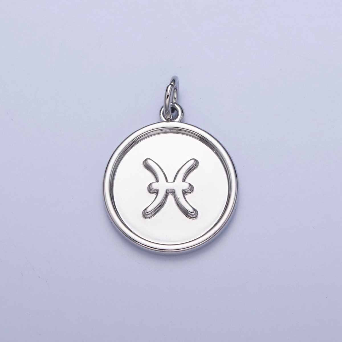 Mini Silver Coin Disc Zodiac Charm Dainty Astrological Zodiac Signs Add on Charm W-240~W-251 - DLUXCA