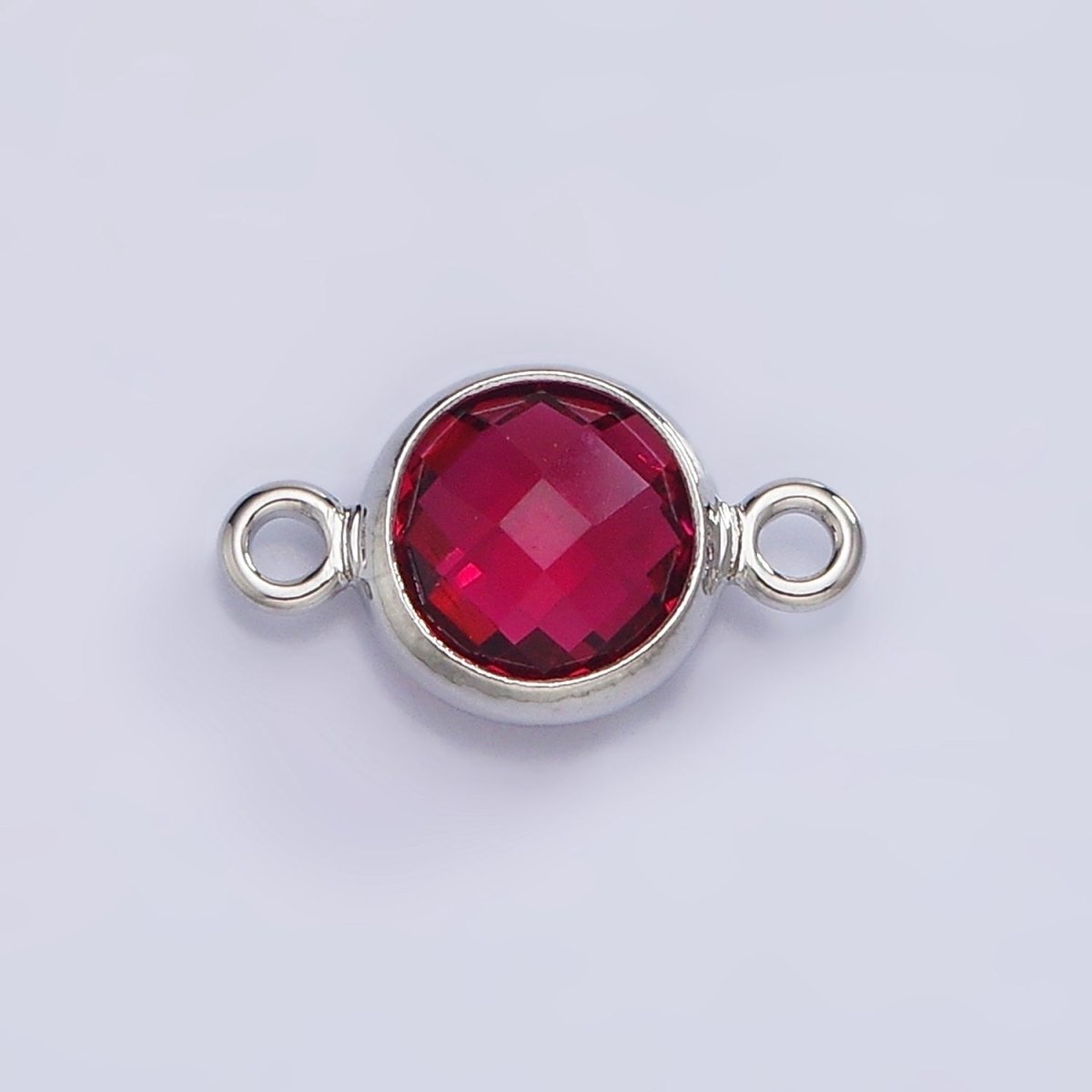 Mini Silver Cubic Zirconia Link Connector Color Faceted Crystal Charm Connector Birthstone Link Connector G-730~G-741 - DLUXCA