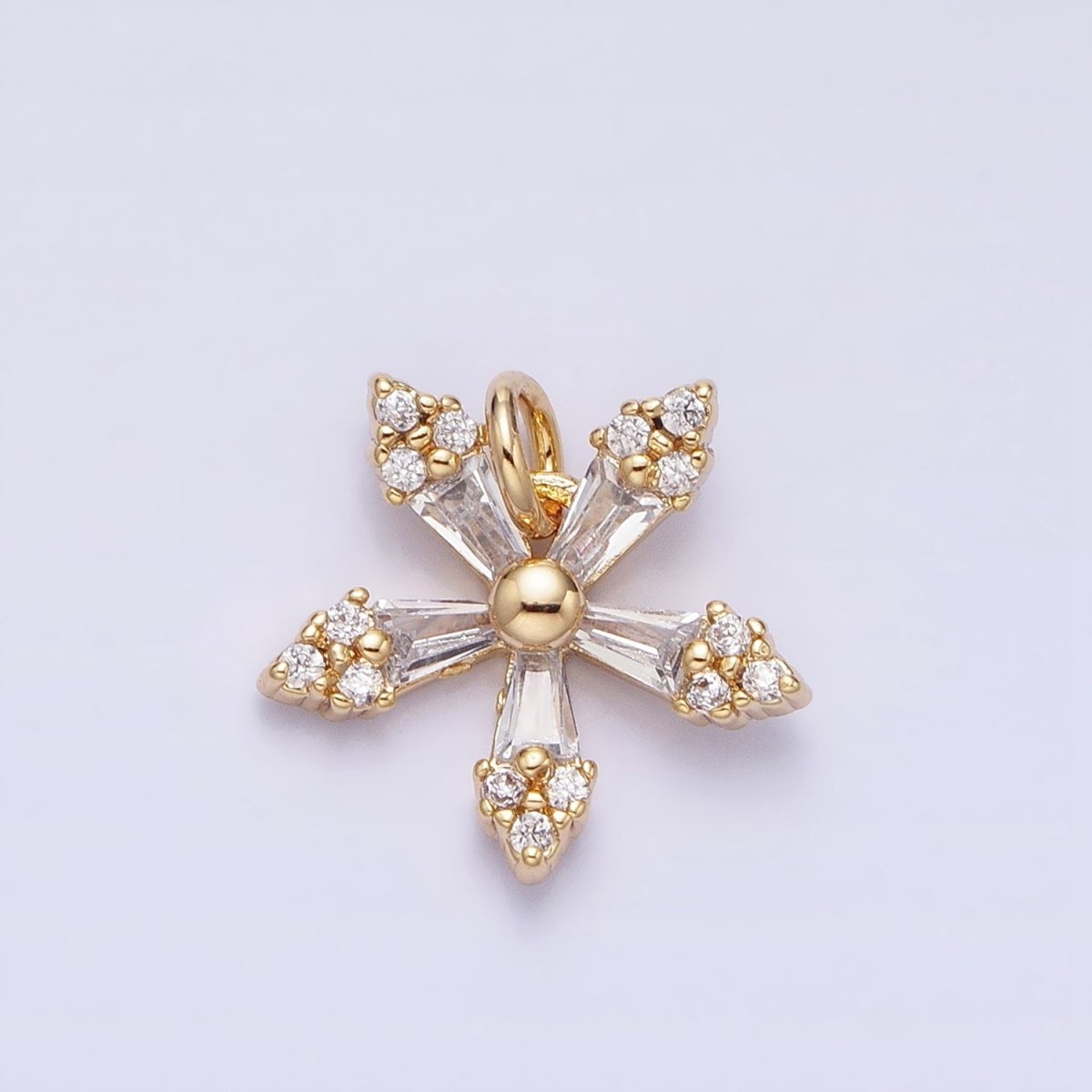Mini Snow Flake Charm Clear Baguette Winter Pendant Jewelry Inspired in gold, silver AC506 AC507 - DLUXCA